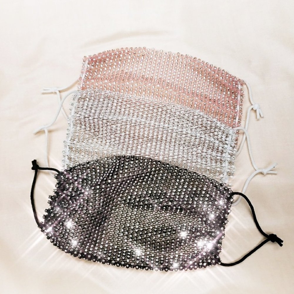 LAST 1 -PINK Rhinestone Bling Mask Cover - Picture 4 of 4